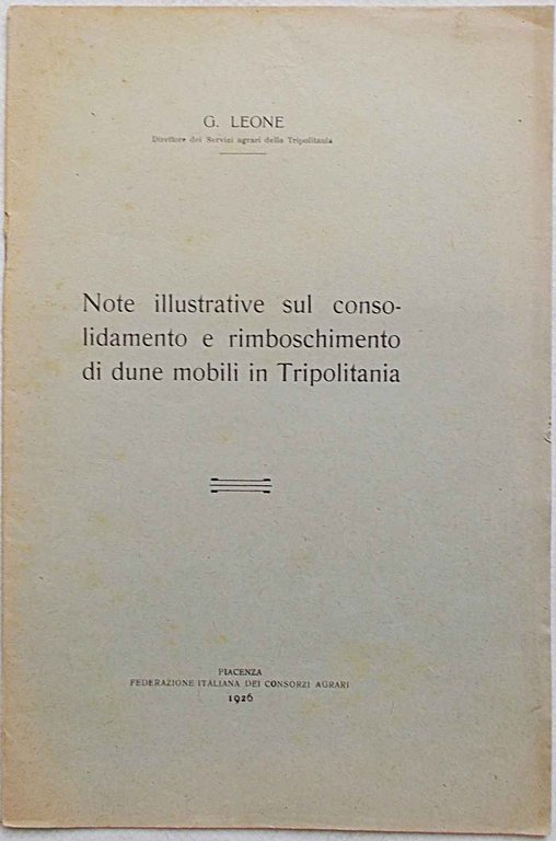 Note illustrative sul consolidamento e rimboschime