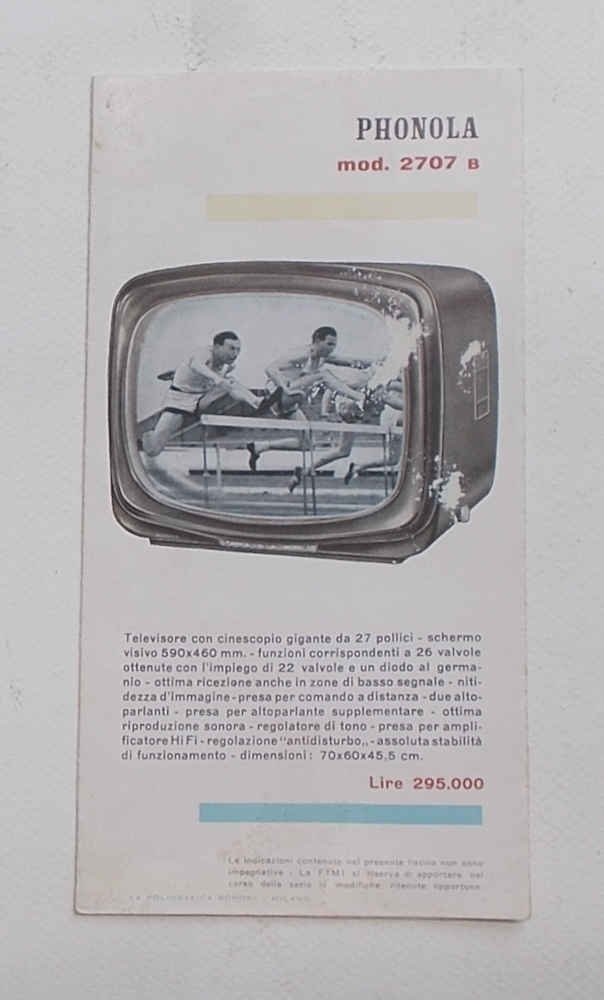 Phonola TV. Televisori d'alta classe serie 1958 "armonie di note …