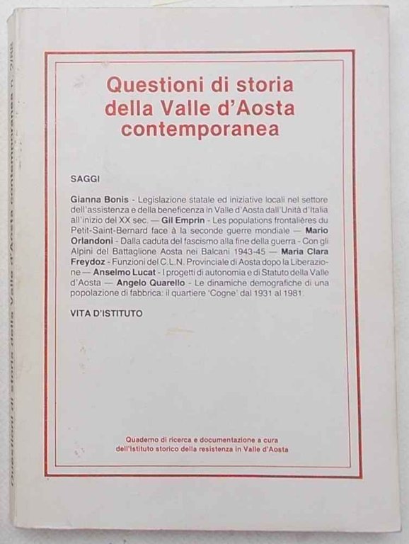 Questioni di storia della Valle d'Aosta contemporanea. 2/88.