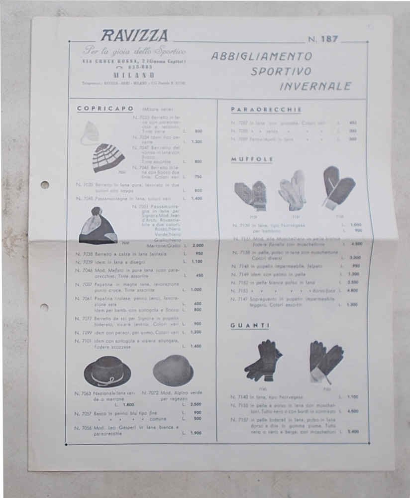 Ravizza. Per la gioia dello sportivo. N. 187. Abbigliamento sportivo …