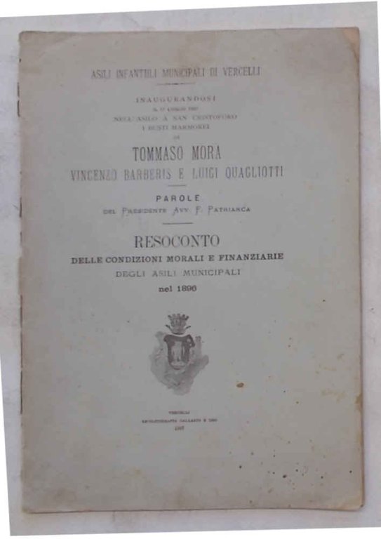 Resoconto delle condizioni morali e finanziarie degli asili municipali nel …