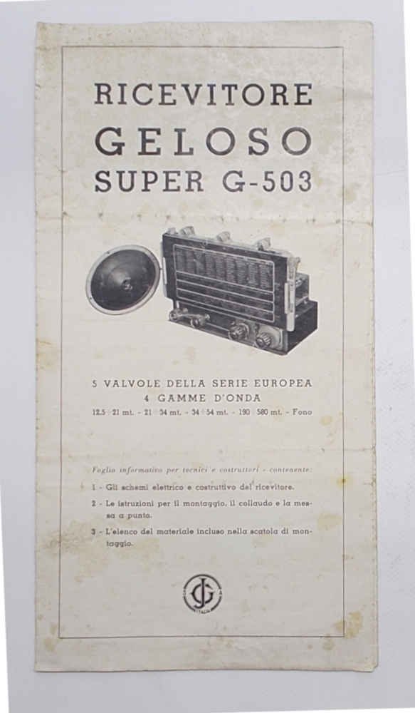 Ricevitore Geloso Super G-503. 5 valvole della serie europea 4 …