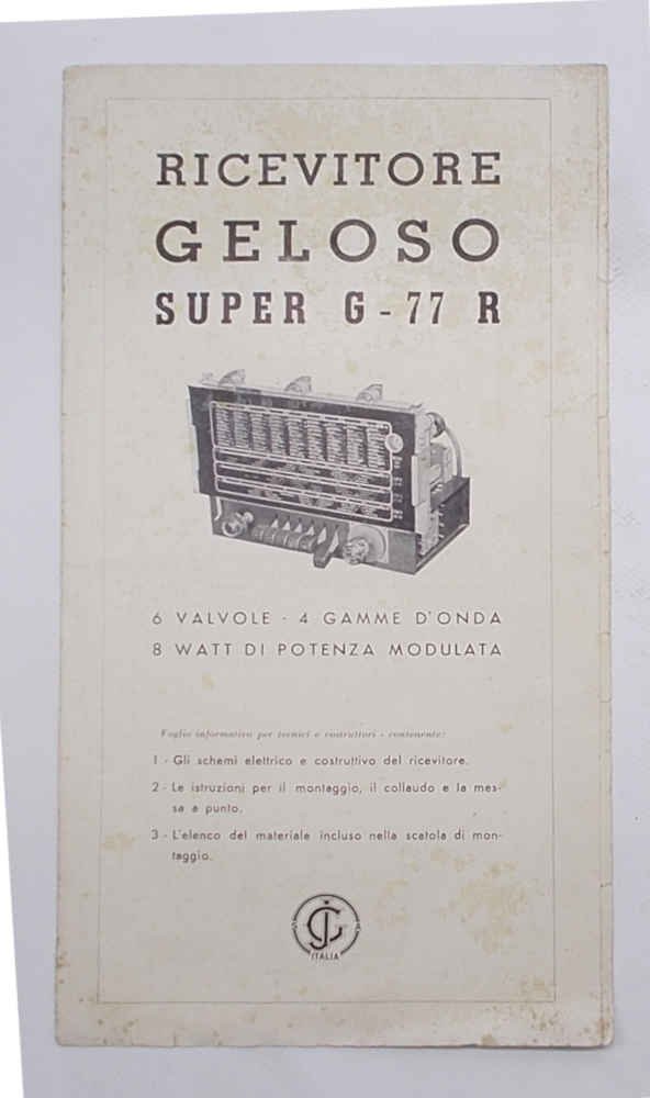 Ricevitore Geloso Super G-77 R. 6 valvole - 4 gamme …