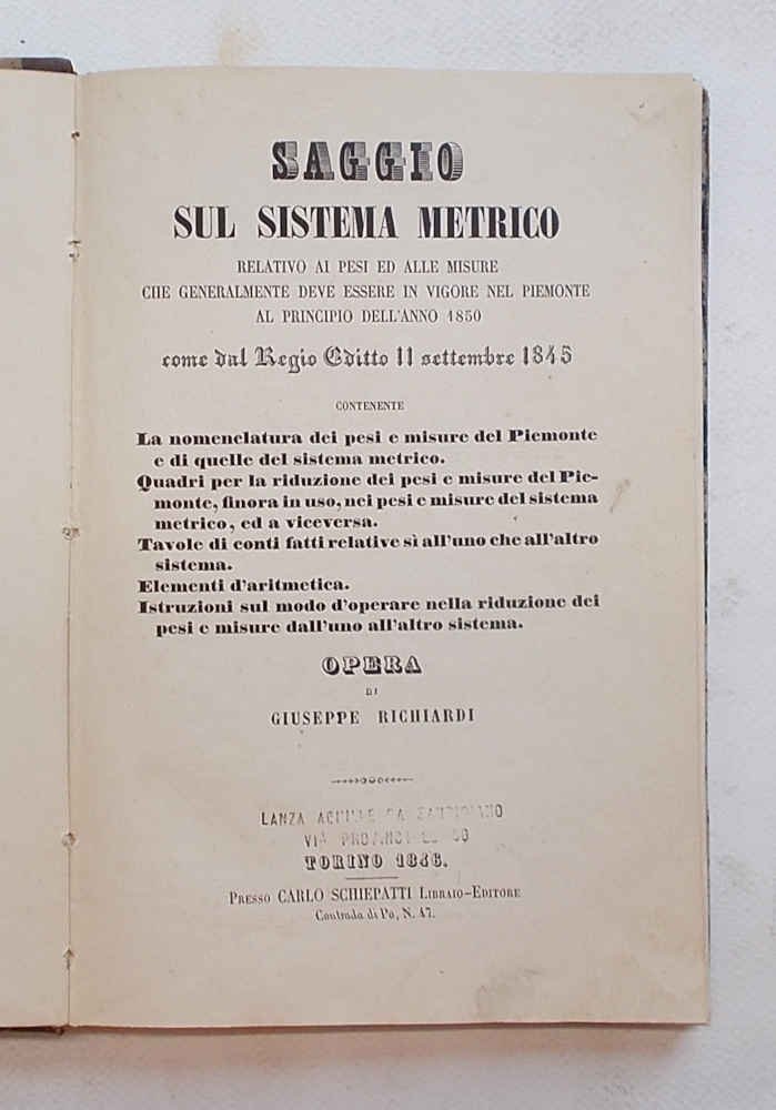 Saggio sul sistema metrico relativo ai pesi ed alle misure …
