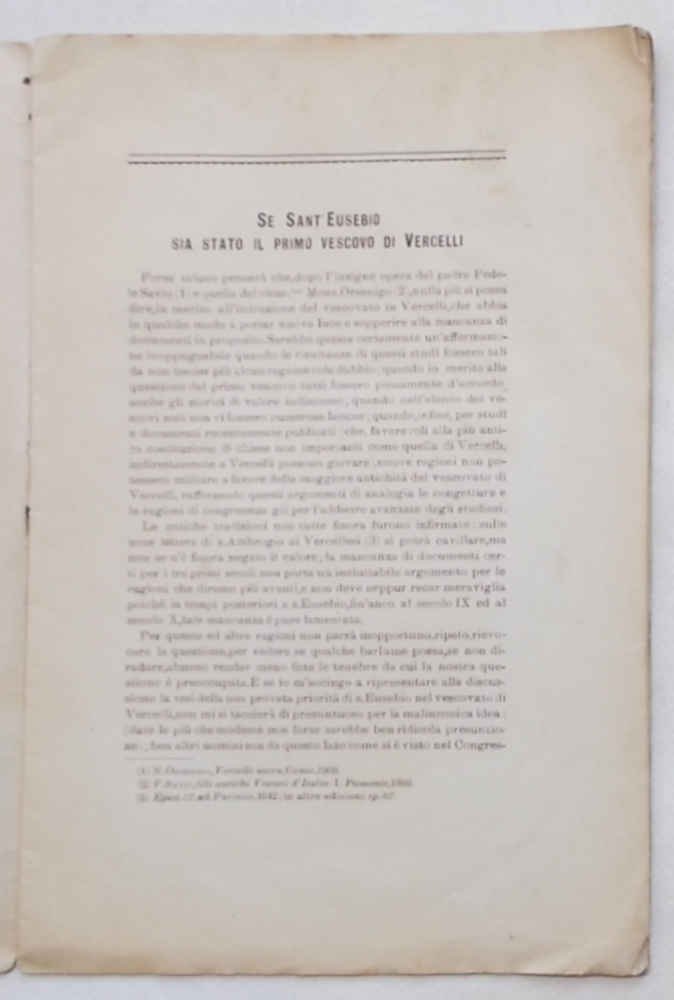 Se S.Eusebio sia stato il primo Vescovo di Vercelli.