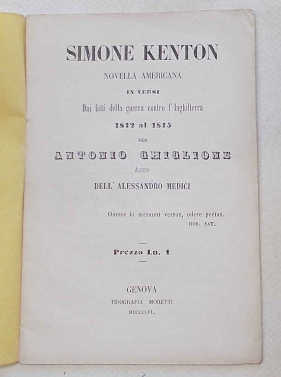 Simone Keaton. Novella americana in versi dai fatti della guerra …