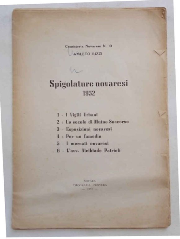 Spigolature novaresi. 1952.