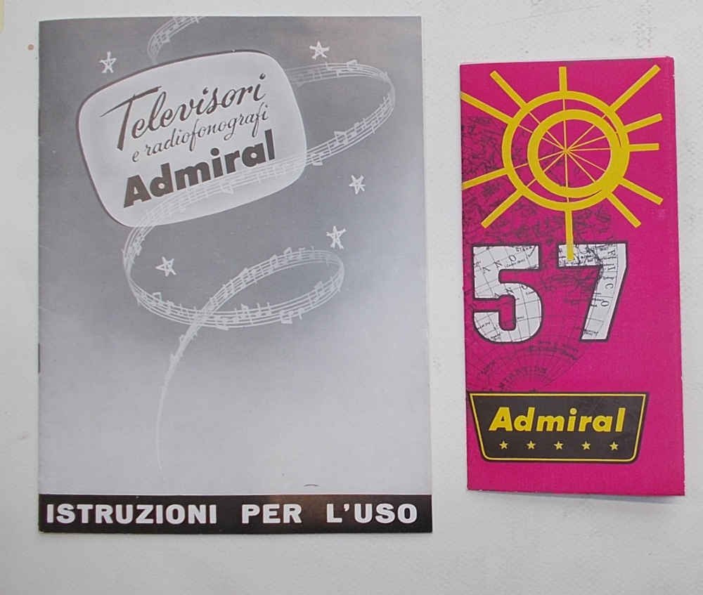 TV 1957 Admiral. === Televisori e radiofonografi Admiral. Istruzioni per …