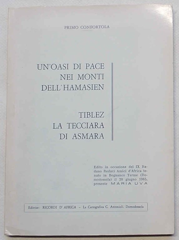 Un'oasi di pace nei monti dell'Hamasien. Tiblez la tecciara di …