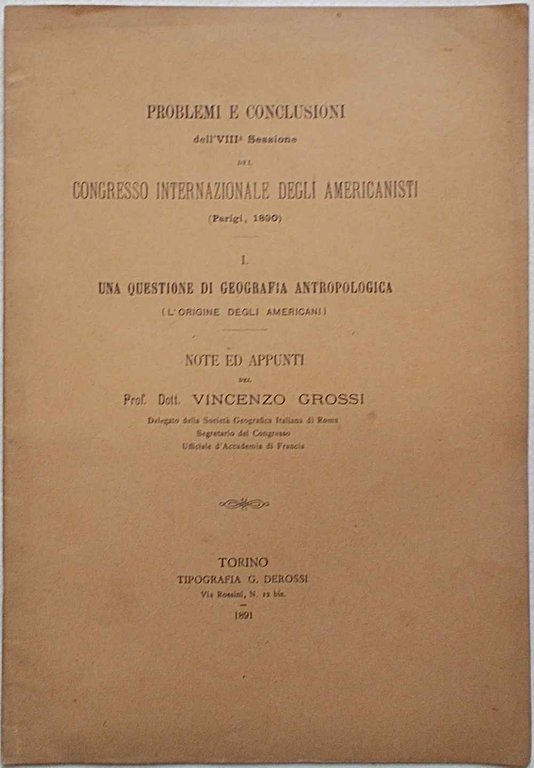 Una questione di geografia antropologica (l'origin