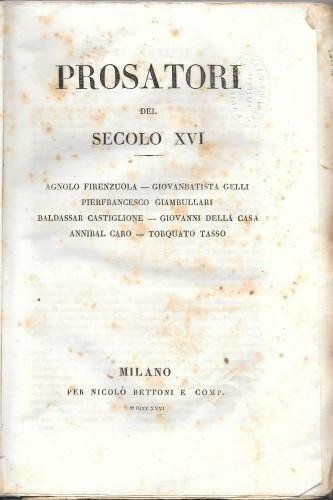 Prosatori del secolo XVI°