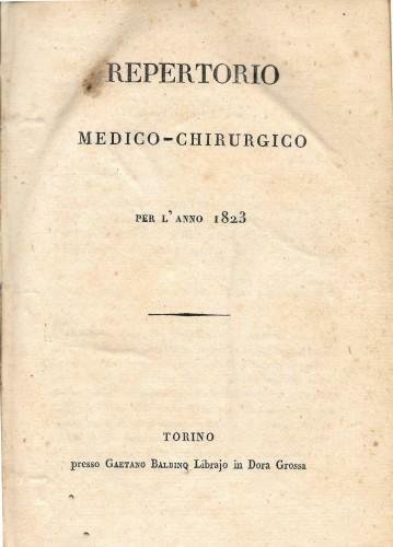 REPERTORIO medico-chirurgico per l'anno 1823