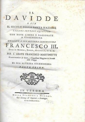 Il DAVIDDE o sia il Secolo della Santa Nazione, lezioni …
