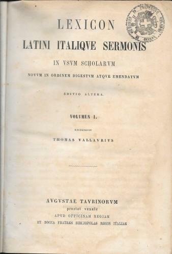 Lexicon latini italique sermonis in usum scholarum - Vocabolario italiano …