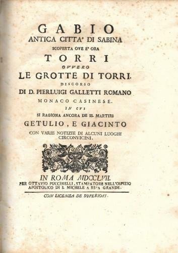 GABIO antica citta' di Sabina scoperta ove è ora Torri …