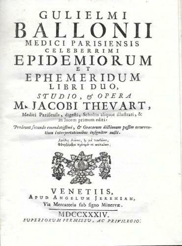 Epidemiorum et ephemeridum libri duo, studio, & opera m. Jacobi …