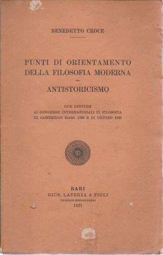 Punti di orientamento della filosofia moderna. Antistoricismo