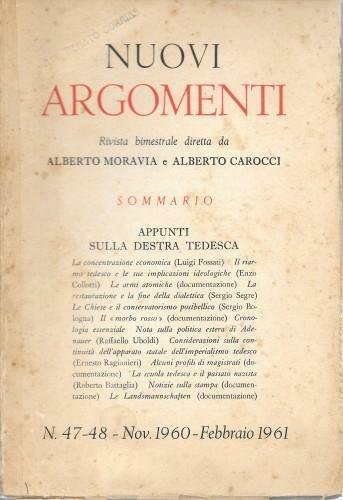 Nuovi Argomenti. Rivista bimestrale n° 47-48 Nov. 1960 - Feb. …