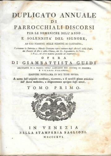 Duplicato annuale di Parrocchiali Discorsi per le domeniche dell'anno e …