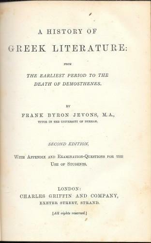 A history of greek literature from the earliest period to …