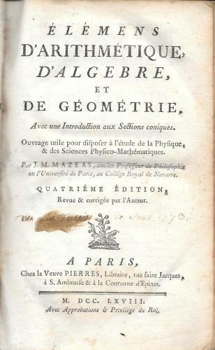 Elemens d'arithmetique, d'algebre et de geometrie, Avec une Introduction aux …