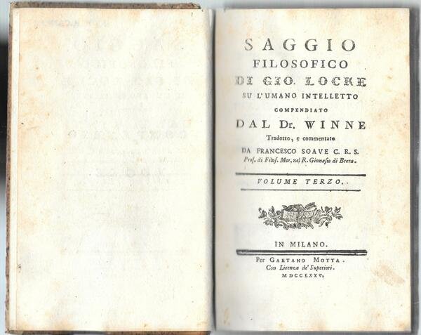 Saggio filosofico di Gio. Locke su l'umano intelletto compendiato dal …