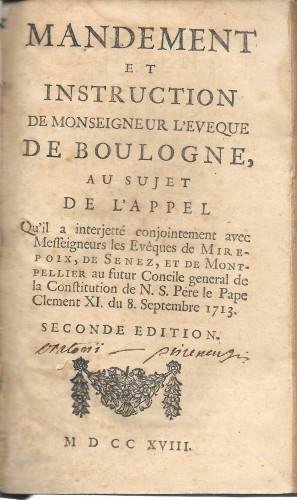 Mandement et instruction de Monseigneur l'Eveque de Boulogne au sujet …