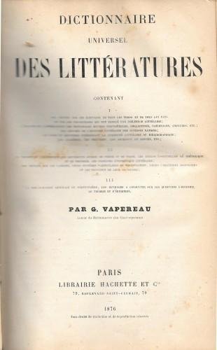 Dictionnaire universel des litératures contenant.