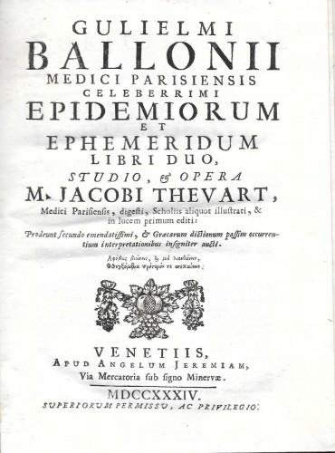 Epidemiorum et ephemeridum libri duo, studio, & opera m. Jacobi …