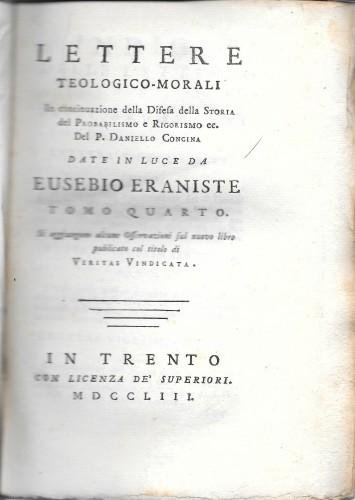 Lettere teologico-morali in continuazione della Difesa della Storia del Probabilismo … | Immagine Gallery 1