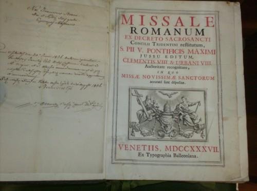 Missale romanum ex decreto sacrosancti Concilii Tridentini restitutum, S.Pii V.Pontificis …