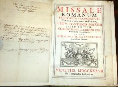 Missale romanum ex decreto sacrosancti Concilii Tridentini restitutum, S.Pii V.Pontificis …