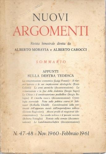 Nuovi Argomenti. Rivista bimestrale n° 47-48 Nov. 1960 - Feb. …