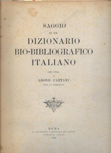 Saggio di un dizionario bio-bibliografico italiano