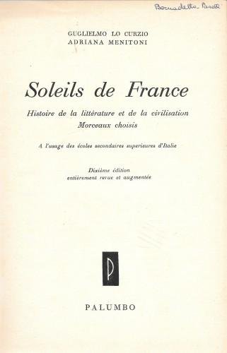 Soleils de France. Histoire de la Litterature et de la …