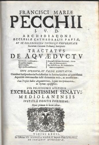 TRACTATUS DE ACQUAEDUCTU, in 4 voll.