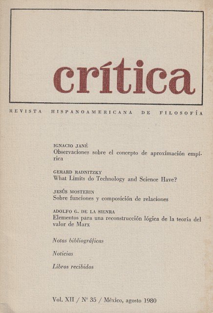 CRÍTICA. REVISTA HISPANOAMERICANA DE FILOSOFÍA VOL XII. 1980. Nº35 | Immagine principale