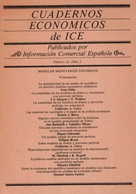 Cuadernos económicos de ICE nº 33 . MODELOS ECONÓMICOS DINÁMICOS …