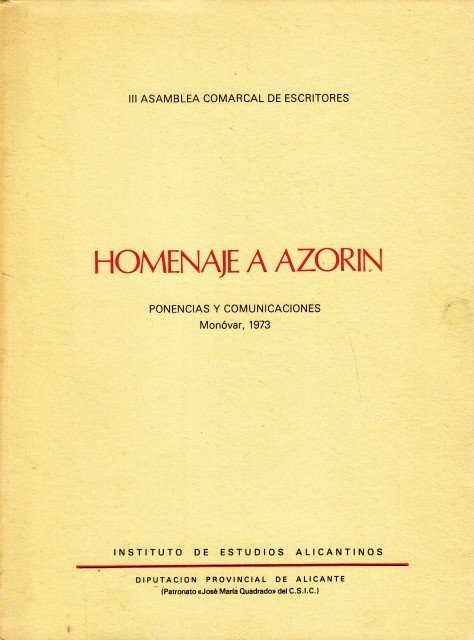 HOMENAJE A AZORÍN. PONENCIAS Y COMUNICACIONES
