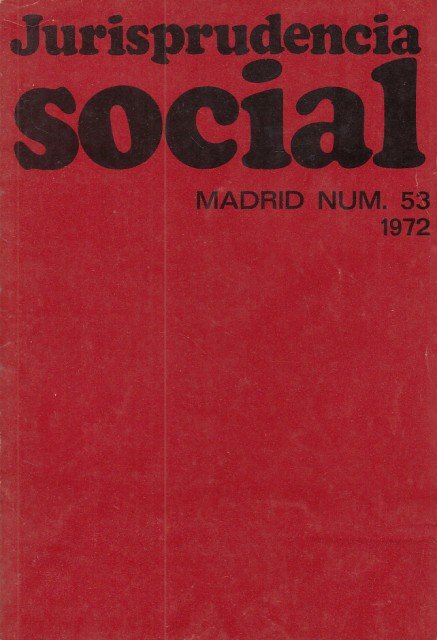 JURISPRUDENCIA SOCIAL. Nº 53. 1972 | Immagine principale