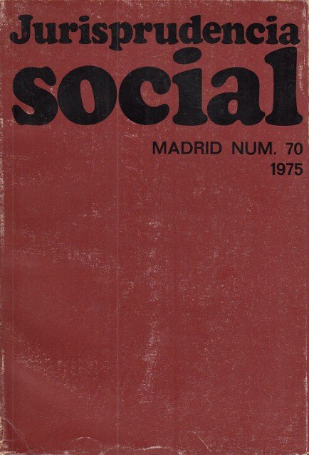 JURISPRUDENCIA SOCIAL Nº70. 1975 | Immagine principale