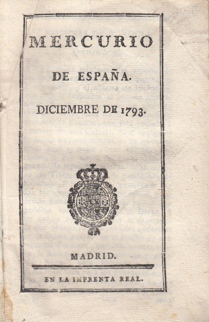 MERCURIO DE ESPAÑA. DICIEMBRE DE 1793.