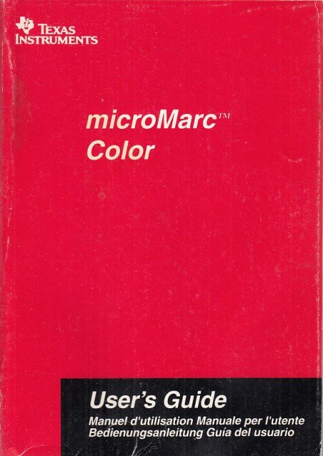 MICROMARC COLOR. GUÍA DEL USUARIO, MANUEL D'UTILISATION, MANUALE PER L'UTENTE, … | Immagine principale
