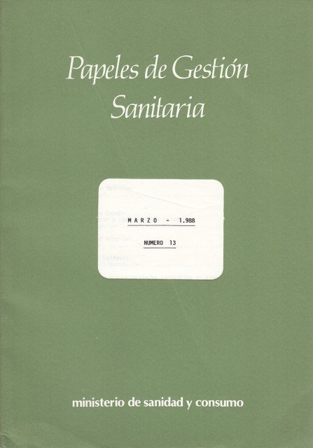 PAPELES DE GESTIÓN SANITARIA. MARZO 1988. Nº13 | Immagine principale