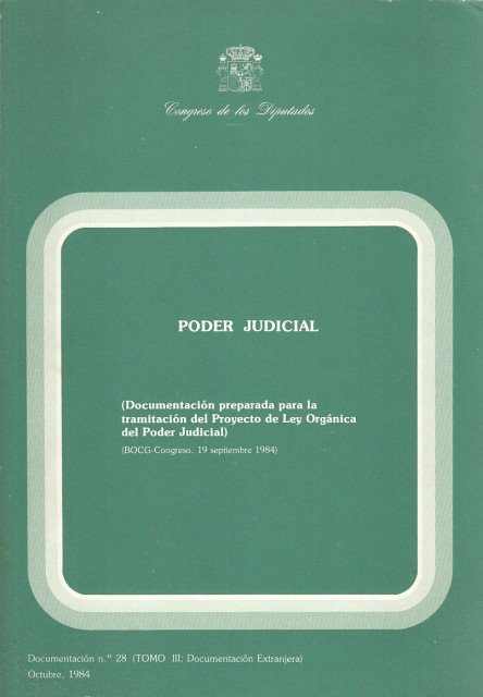 PODER JUDICIAL. DOCUMENTACIÓN Nº28. TOMO III. DOCUMENTACIÓN EXTRANJERA | Immagine principale