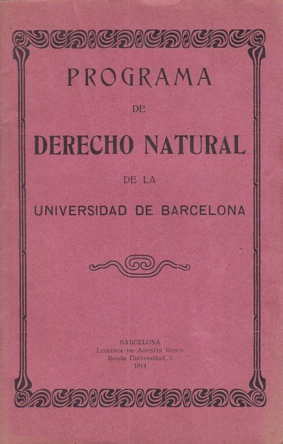 PROGRAMA DE DERECHO NATURAL DE LA UNIVERSIDAD DE BARCELONA | Immagine principale