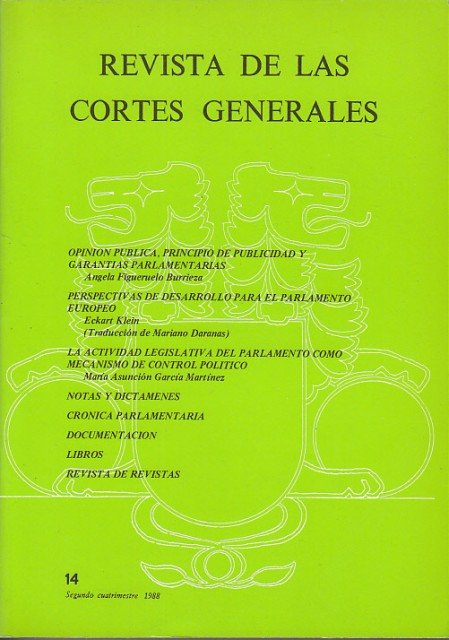 REVISTA DE LAS CORTES GENERALES Nº 14 (Opinión pública, principio … | Immagine principale