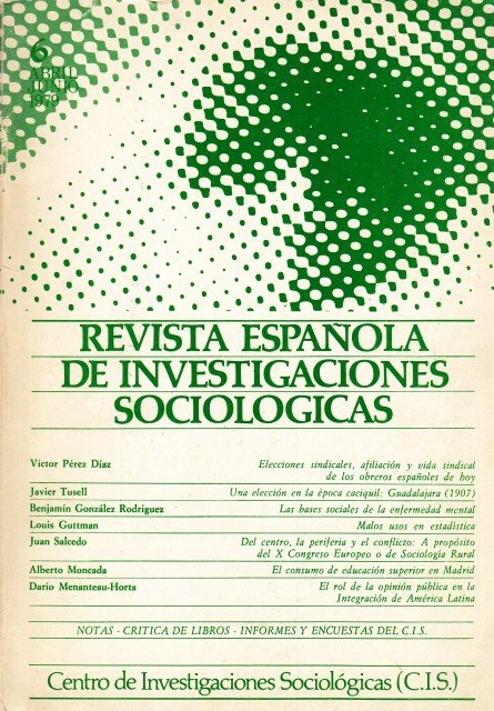 REVISTA ESPAÑOLA DE INVESTIGACIONES SOCIOLÓGICAS Nº6. 1979 | Immagine principale