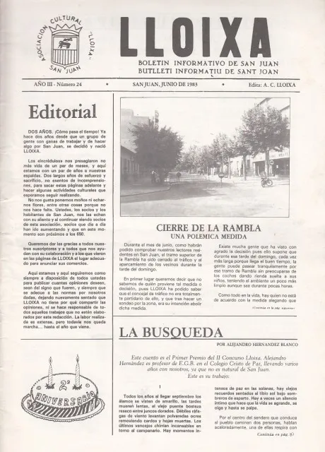 REVISTA LLOIXA Nº24. BOLETÍN INFORMATIVO DE SAN JUAN