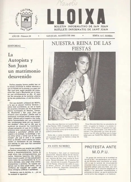 REVISTA LLOIXA Nº38. BOLETÍN INFORMATIVO DE SAN JUAN